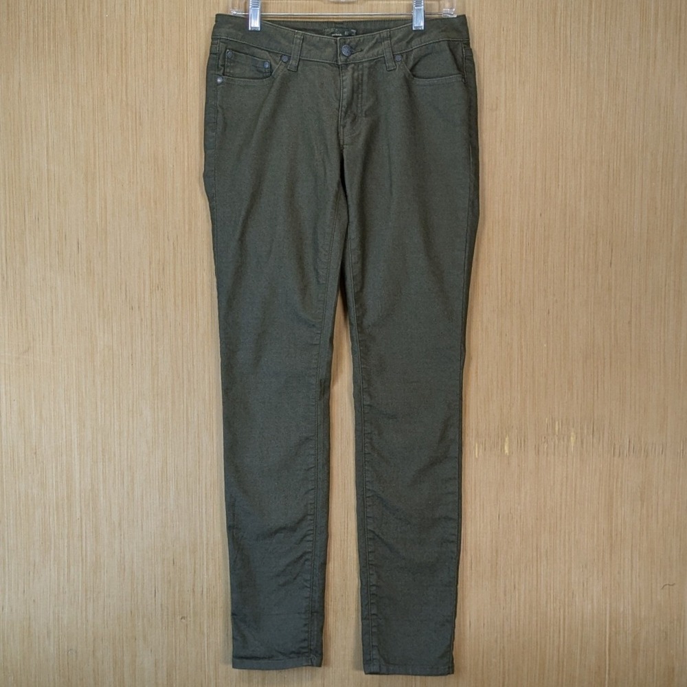 Prana Women Kara Organic Cotton Low Rise Slim Leg Jeans Size 8 Green Stretch